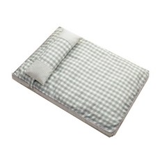 리빙에스 반려동물 체크무늬 침대, 연초록, 1개