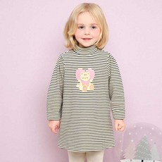 mollimelli 女童可愛半高領雙面刷毛洋裝