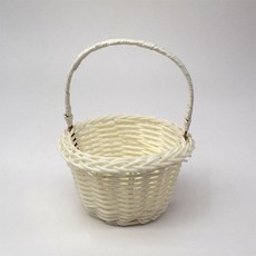 迷你藤編花籃, 白色, 1個