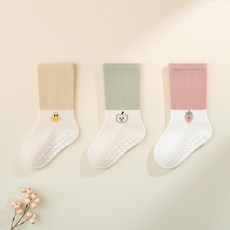 솜니움베베 배색 파스텔팝 논슬립 양말 3종 세트