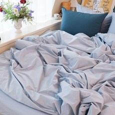 60支棉高密度水洗被套, 天藍色
