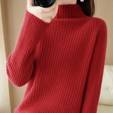 Soleil 女款保暖直條柔軟中領毛衣