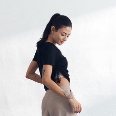 Cielcoco 女款絲滑抓皺短袖T恤