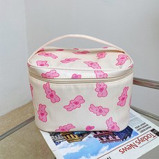 粉色兔子圖案純粹圓筒型化妝包