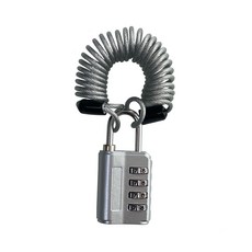 4位密碼安全鎖 + 2.5m螺旋鋼纜線, 1套, 銀色