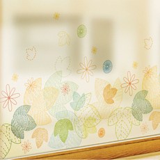 뭉키데코 무점착 시트, 반투명 리프패턴