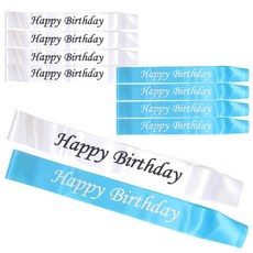 PARTYSHOW Happy Birthday生日肩帶2件組, 白色, 藍色, 5套