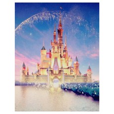 KM ELLIE 圓形珠寶十字繡 3D DIY 套組 30 x 40cm, 童話城堡, 1套