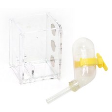 보라펫 아크릴 진공 급수기 거치대 + 진공급수기, 투명(급수기 거치대), 랜덤발송(진공급수기 플라스틱 고리), 1개