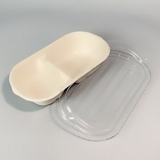 Levendeco 紙漿橢圓形分隔器一次性午餐盒 + 蓋套裝, 50套, 1入