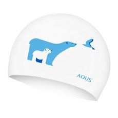 AQUS 矽膠泳帽 北極熊 AC32S92, 白色, 1個