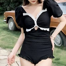 Soleil 女款花邊連身三角泳衣