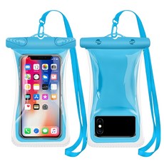 지비비 프리미엄 휴대폰 방수팩 + 스트랩 세트, 블루, 2세트