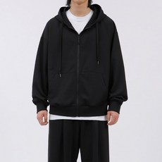 MCT 男女通用毛圈棉素色寬鬆版連帽拉鍊外套