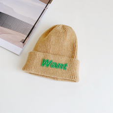 올러바웃 따뜻한 라인 레터링 니트 비니