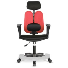 체어포커스 터디 발받침대 요추헤더형 3각팔 블랙바디의자 TD08R, 메쉬 블랙레드