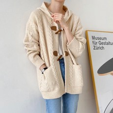 슈가펀 여성용 알든모 꽈배기 더플 코트 가디건