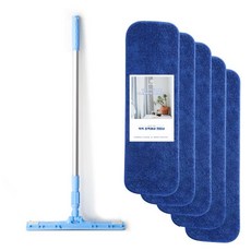PERFECT SOLUTION 超細纖維拖把替換布 5入 + 拖把桿 套組, 1組