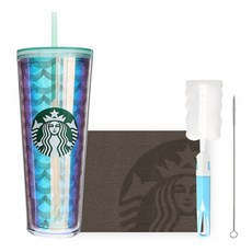 STARBUCKS 星巴克 環保吸管冷水杯 710ml+洗滌刷組, 隨機出貨(清潔刷)