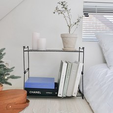 인테리어 블록 정리 선반 L 2p + 바닥판 세트, 블랙, 3단