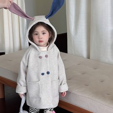 Starbean 女童彩色鈕扣兔子連帽外套