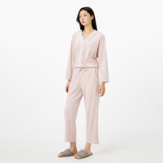 JAJU(자주) 여성용 라이트 밍크 플리스 브이넥 파자마 상하의 세트