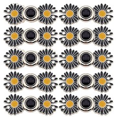 Khohimo 褲子腰圍調節夾扣 鈕扣 4W543 4.7 x 1.9 cm, 銀色 + 黑色, 10個