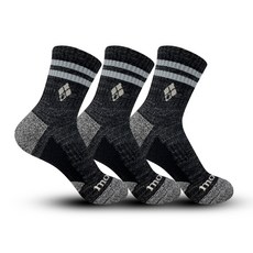 mont-bell 男款全足壓力條紋氣墊中筒登山襪, 炭灰色, 3雙