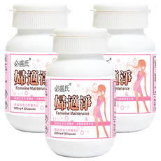 必盛氏 婦適淨 蔓越莓複方膠囊食品, 30顆, 500mg, 3罐
