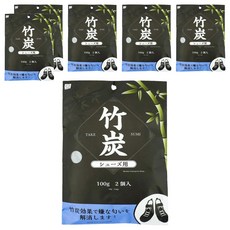 KOKUBO 小久保 鞋用竹炭除濕消臭包 100g x 2入, 天然竹炭, 孟宗竹, 可重複使用, 6袋