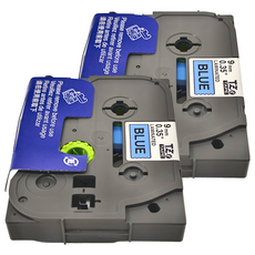 TZeTAPE 護貝帶 9mm 藍底黑字, 2個