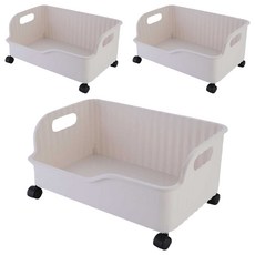 妃妃嚴選 帶輪桌下收納箱, 46.5 x 30 x 22cm, 3個, 白色
