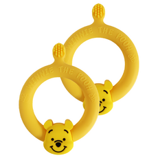 Skater 幼兒乳牙練習圓握刷 3個月以上, 小熊維尼 黃色, 1個裝, 2個