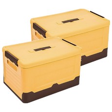 小麥購物 撞色摺疊收納箱 C197 黃色 可摺疊收納箱, 2個, 小(35 x 24 x 23cm)