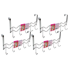 波浪型門後架 掛勾架, 鐵鍍鉻, 尺寸30x32x85公分, 不鏽鋼色, 4個