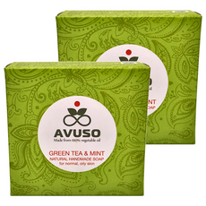 AVUSO 行道者 綠茶薄荷薈手工皂 100%天然植物油 正常/油性膚質適用, 125g, 2個