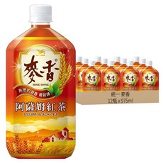 統一 麥香 阿薩姆紅茶, 花香甜香, 搭配焙炒大麥, 975ml, 12瓶