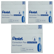 Pentel 飛龍文具 易壓迷你萬能修正液 ZL102-WT 12支, 4.2ml, 3盒