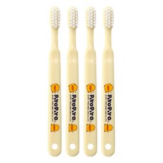 PiYOPiYO小鴨 幼童牙刷 18-36個月適用 杜邦尼龍刷毛 圓潤刷頭, 黃色, 1入, 4支