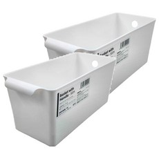 SHIMOYAMA 無印風雙把手層架 櫥櫃收納籃 窄型, 白色, 2個