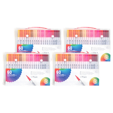 ANTIAN 兒童可水洗雙頭繪畫塗鴉馬克筆 白桿, 60色, 4盒