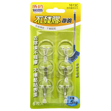 SUCCESS 成功 不殘膠透明鐵鉤 小, 1613C, 1組