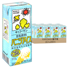 KIKKOMAN 龜甲萬 豆乳 香草冰淇淋風味 200mL (6.76 fl oz) x 18入