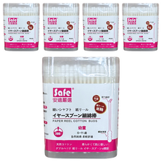 Safe 安適嚴選 幼童細紙軸掏耳棉棒 天然純棉柔軟舒適 6-11歲適用, 200支, 5盒