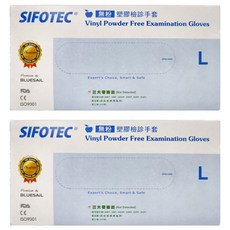 SIFOTEC 無粉 塑膠檢診手套 未滅菌 L 105mm 100個, 2盒