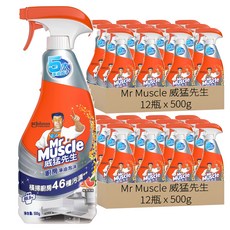 Mr Muscle 威猛先生 廚房淨油泡沫噴清瓶, 有效清潔46種污漬, 12瓶裝, 500g, 24瓶