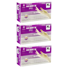 Three Flower 三花 無粉塑膠手套, H3291, XL, 3盒