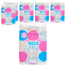 百吉牌 溫柔平版衛生紙, 100%原生紙漿製造, 6包, 6袋