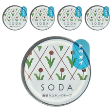 KING JIM SODA 透明PET卷狀膠帶 粉金箔押款 20mm x 4m, 蒲公英, 5捲