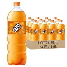LOTTE 樂天 Tams無糖汽水 橘子口味, 1.5L, 24瓶